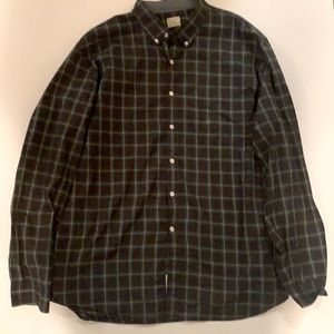 Blue and green button down jcrew shirt